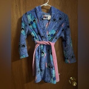 Disney Kids Plush Stitch Robe in Blue and Pink